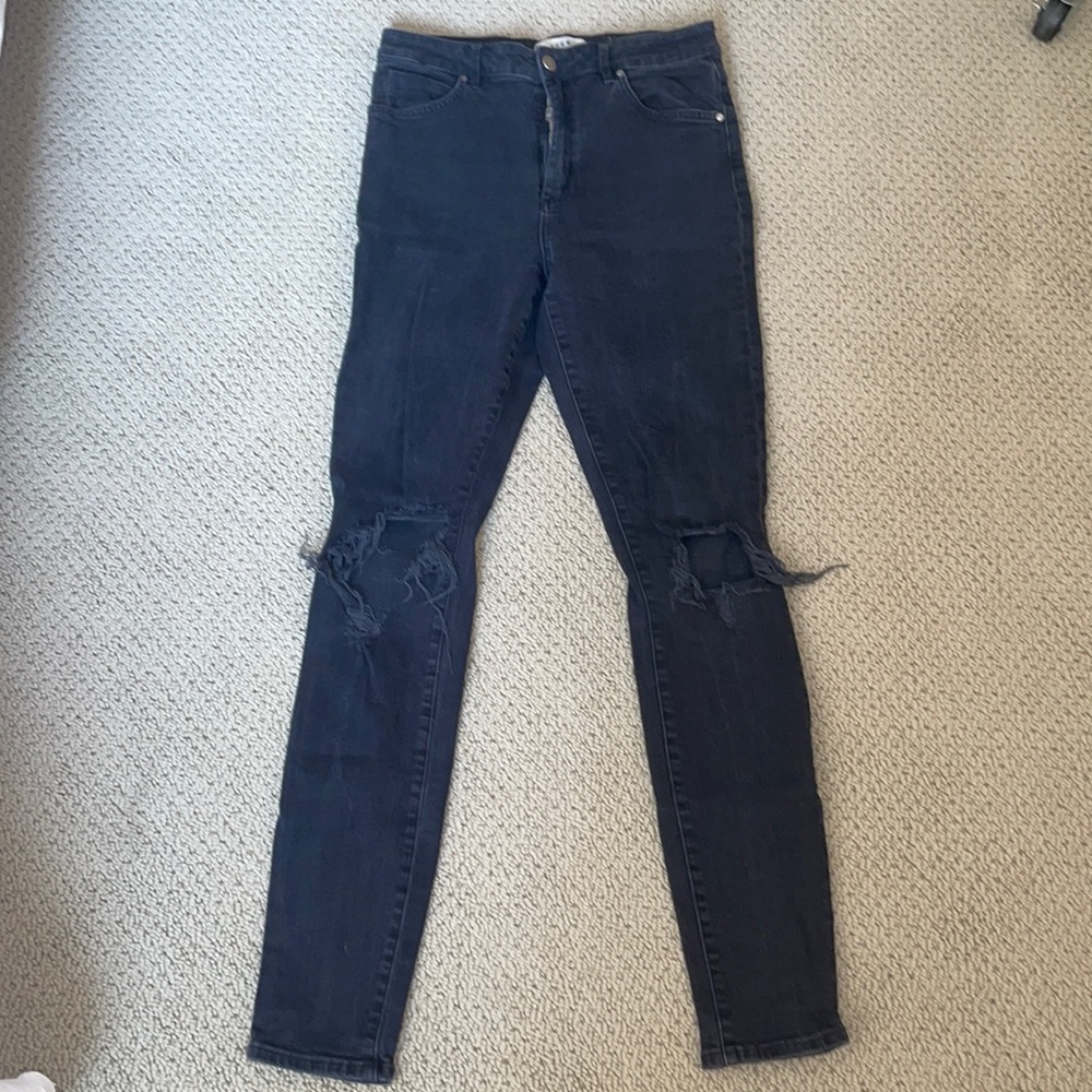 Black Ripped High Waisted Skinny Jeans size 29